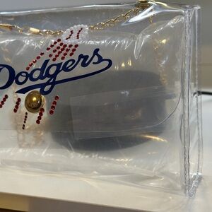 Los Angeles Dodgers Clear Vinyl Crossbody Bag with Gold Chain